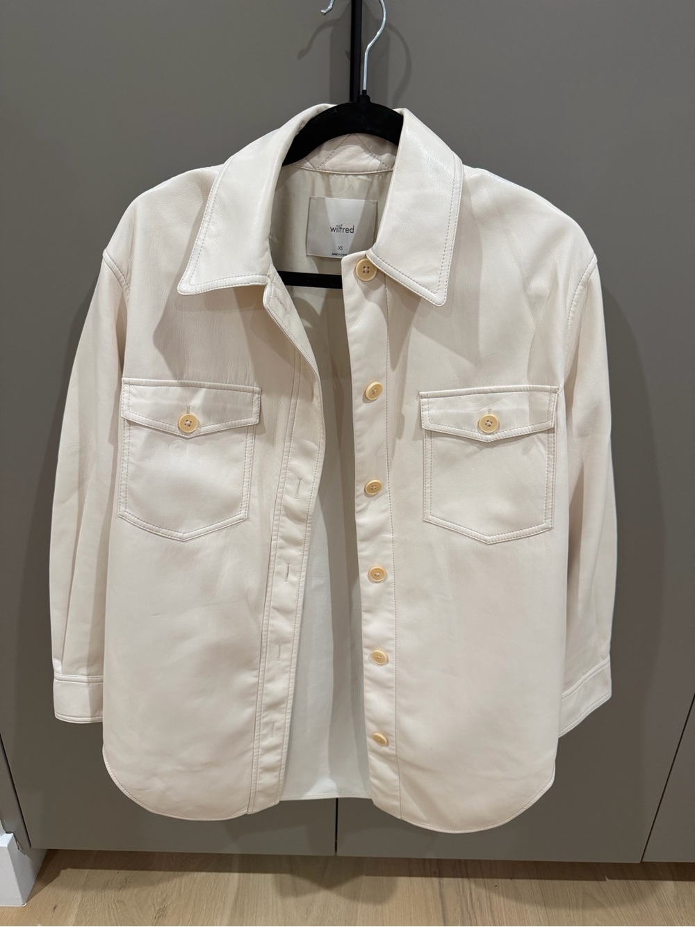 ARITZIA Wilfred Ganna Cream Lightweight Leather-Look Jacket/ Shacket ✨